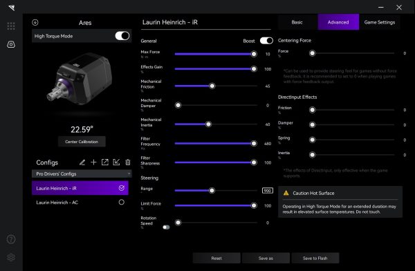 Professional-grade force feedback system for sim racing experience